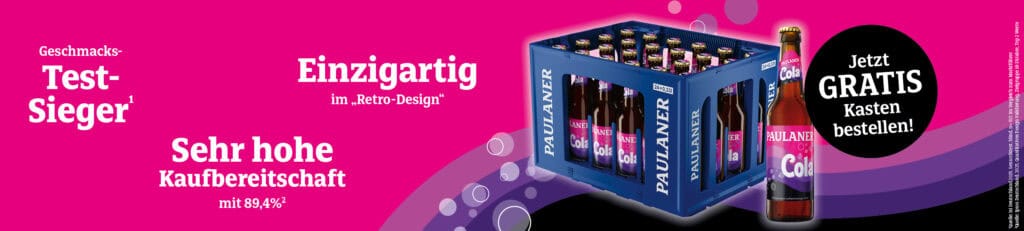 Paulaner Cola 24x0,33l im Retro-Design mit Mehrwegkasten und Glasflasche, ausgezeichnet als Geschmackstestsieger