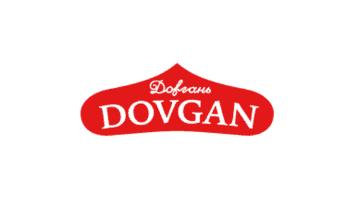 Dovgan-Logo in Rot und Weiß