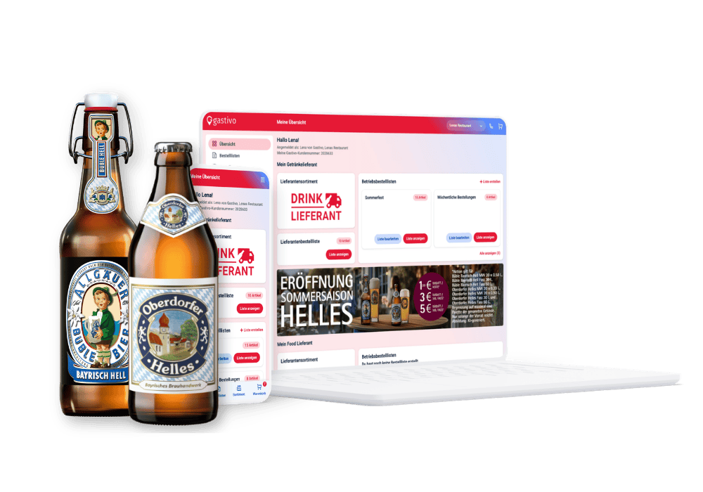BÜBLE Bayerisch Hell und Oberdorfer Helles vor der Gastivo-Lieferantenplattform