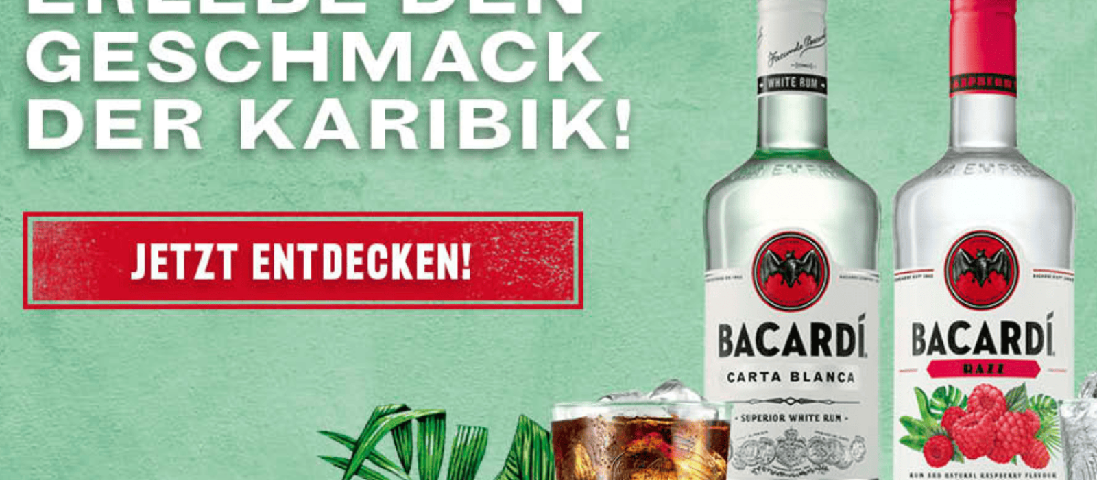 Glasflasche Bacardi Cola & Bacardi Razz