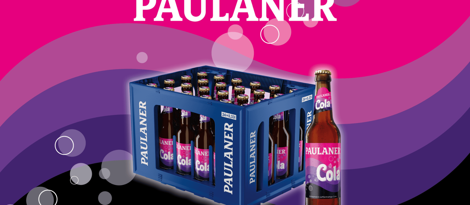 Paulaner Cola in der 24er-Kiste mit einzelner 0,33-l-Flasche